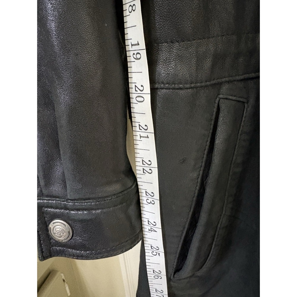 Vintage Tibor Heavy Black Leather Zip In/Out Lined Car Coat Motorcycle Jacket L - Picture 15 of 16